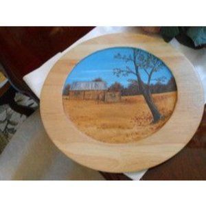 Susan Phillips Artist Signed Fall Harvest Farm Scene Art On Wood 14" RARE